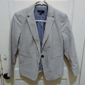 Ann Taylor Petite Seersucker 3/4 Sleeve Blazer